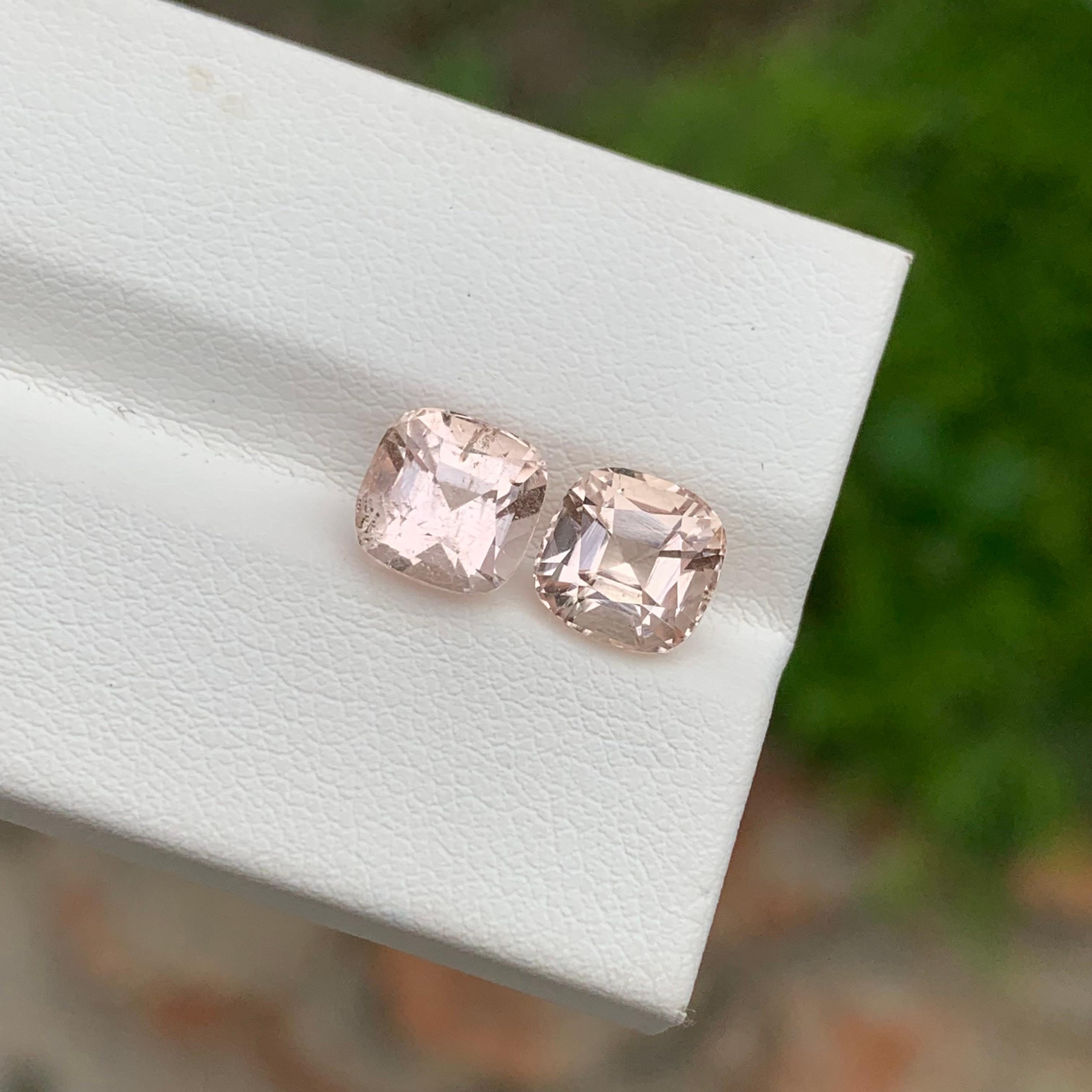 4.75 Carat Natural Loose Imperial Topaz Pair Cushion Shape Gem For Earrings 2