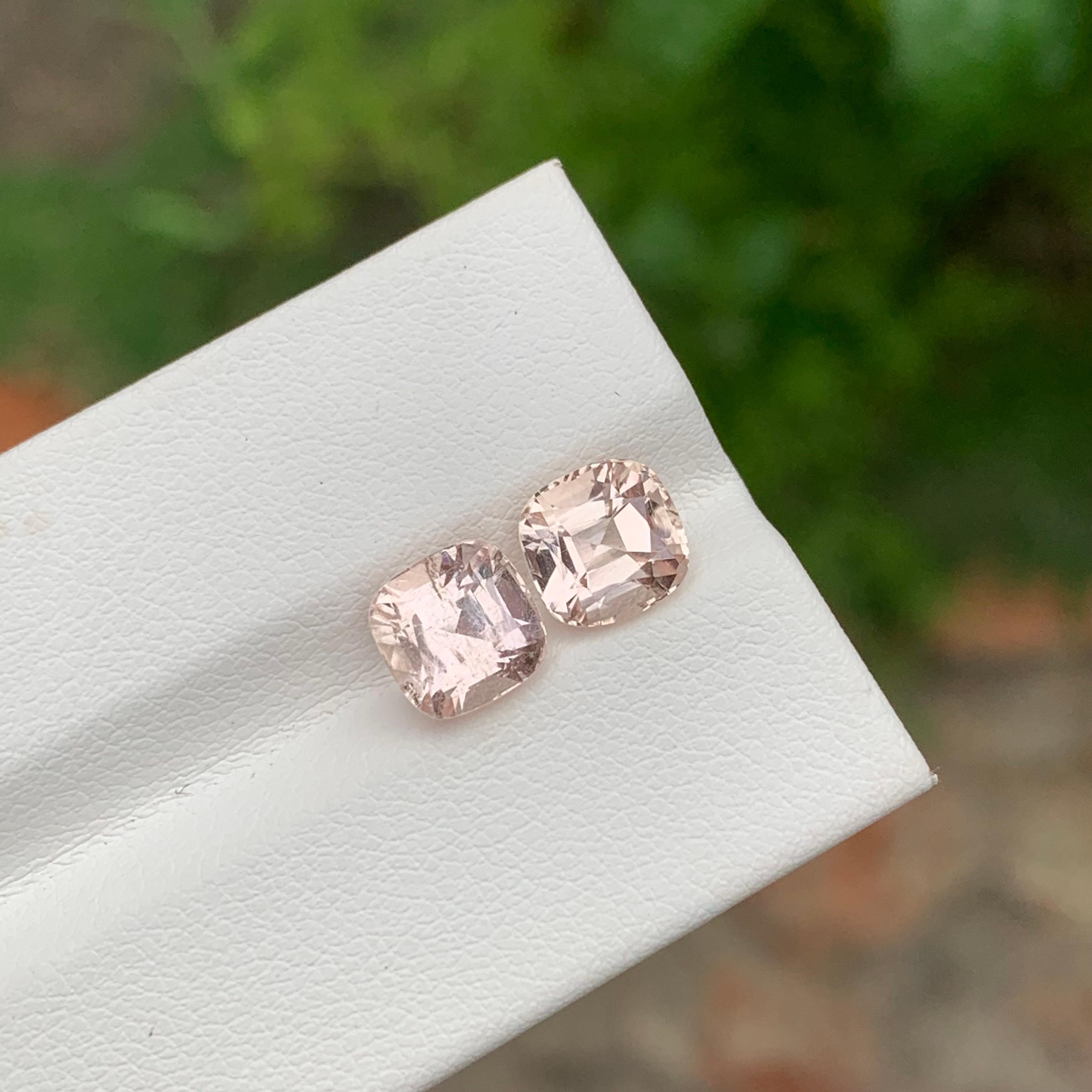 4.75 Carat Natural Loose Imperial Topaz Pair Cushion Shape Gem For Earrings 3