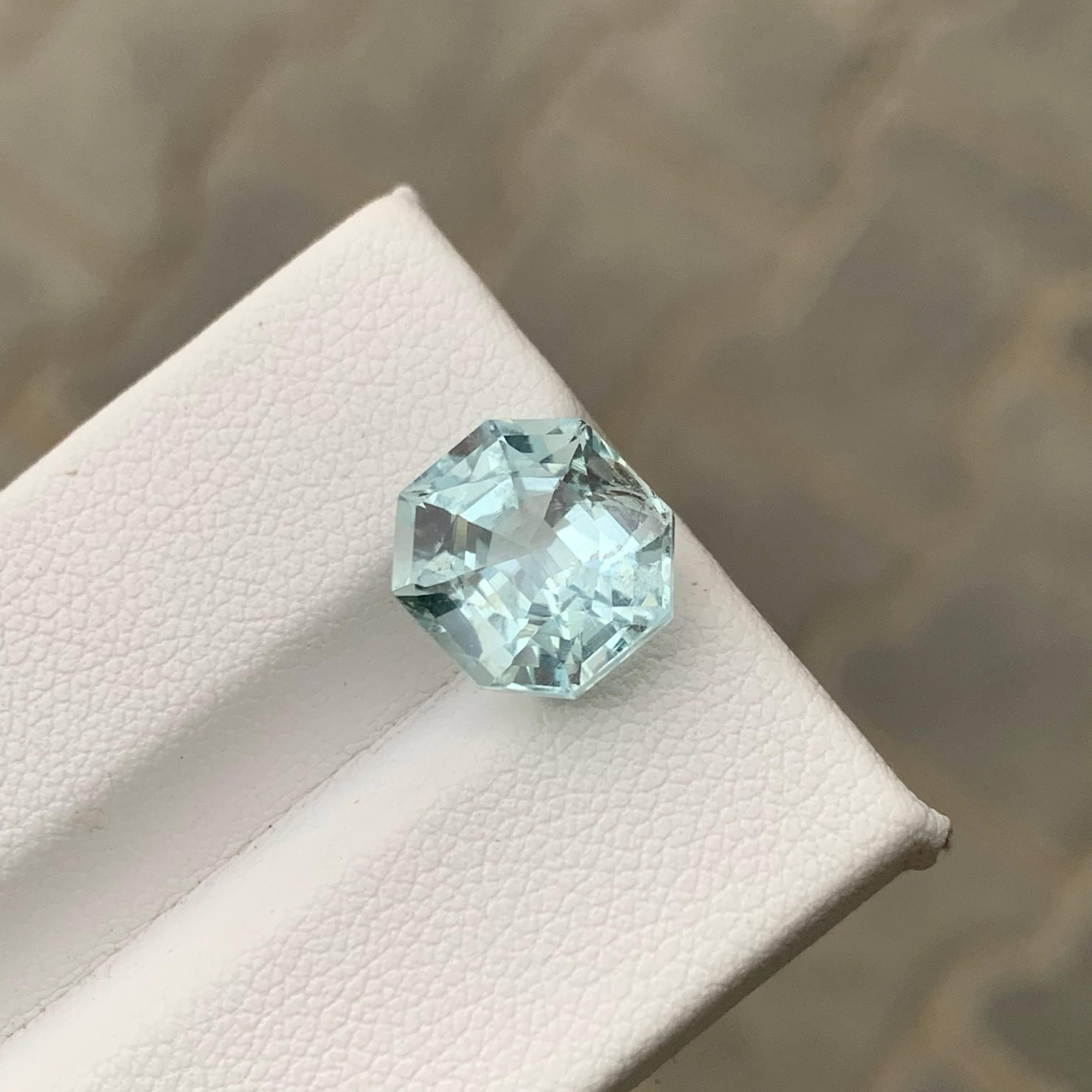 4,75 Karat Natürlicher Loser Hellblauer Aquamarin Asscher-Schliff Afrikanischer Edelstein für Damen oder Herren im Angebot