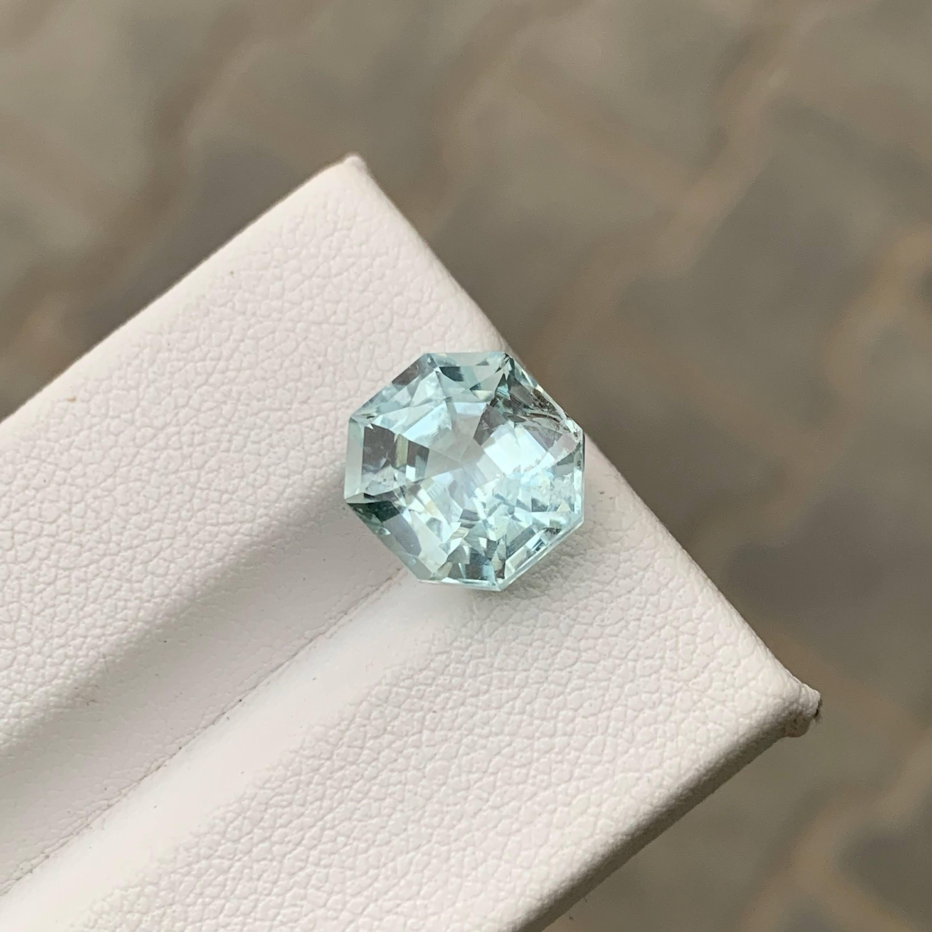 4,75 Karat Natürlicher Loser Hellblauer Aquamarin Asscher-Schliff Afrikanischer Edelstein im Angebot 2