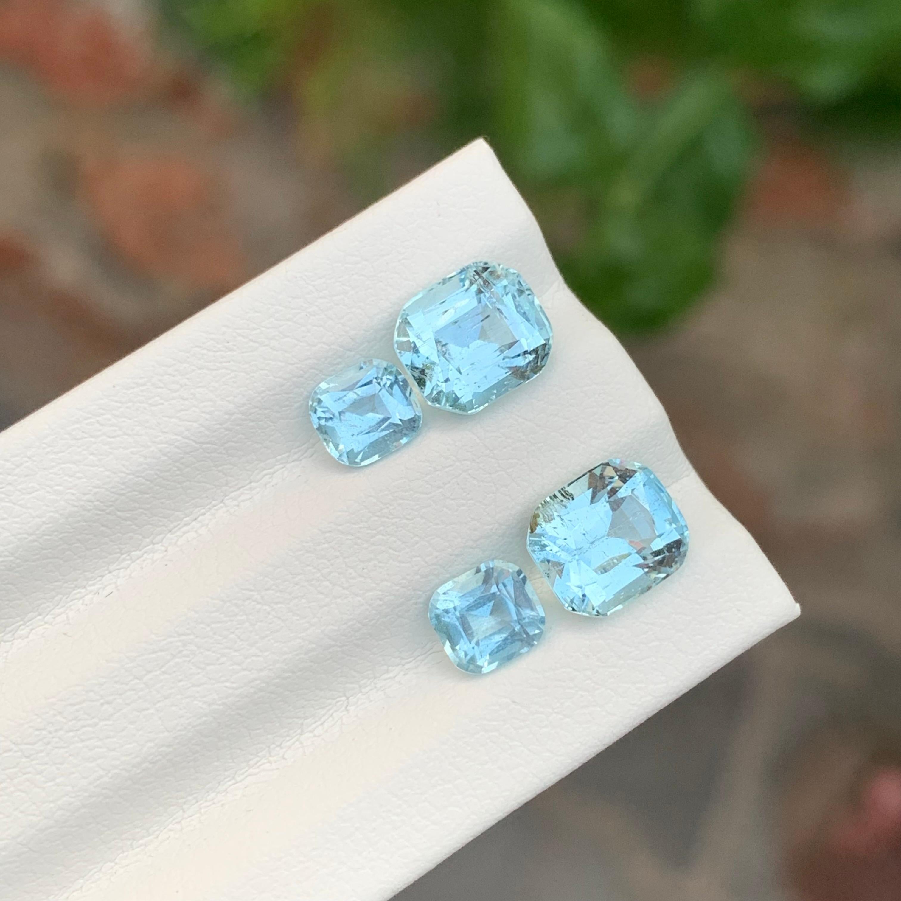 4.75 Carat Natural Loose Untreated Aquamarine Two Set For Jewellery Making In New Condition For Sale In Peshawar, PK