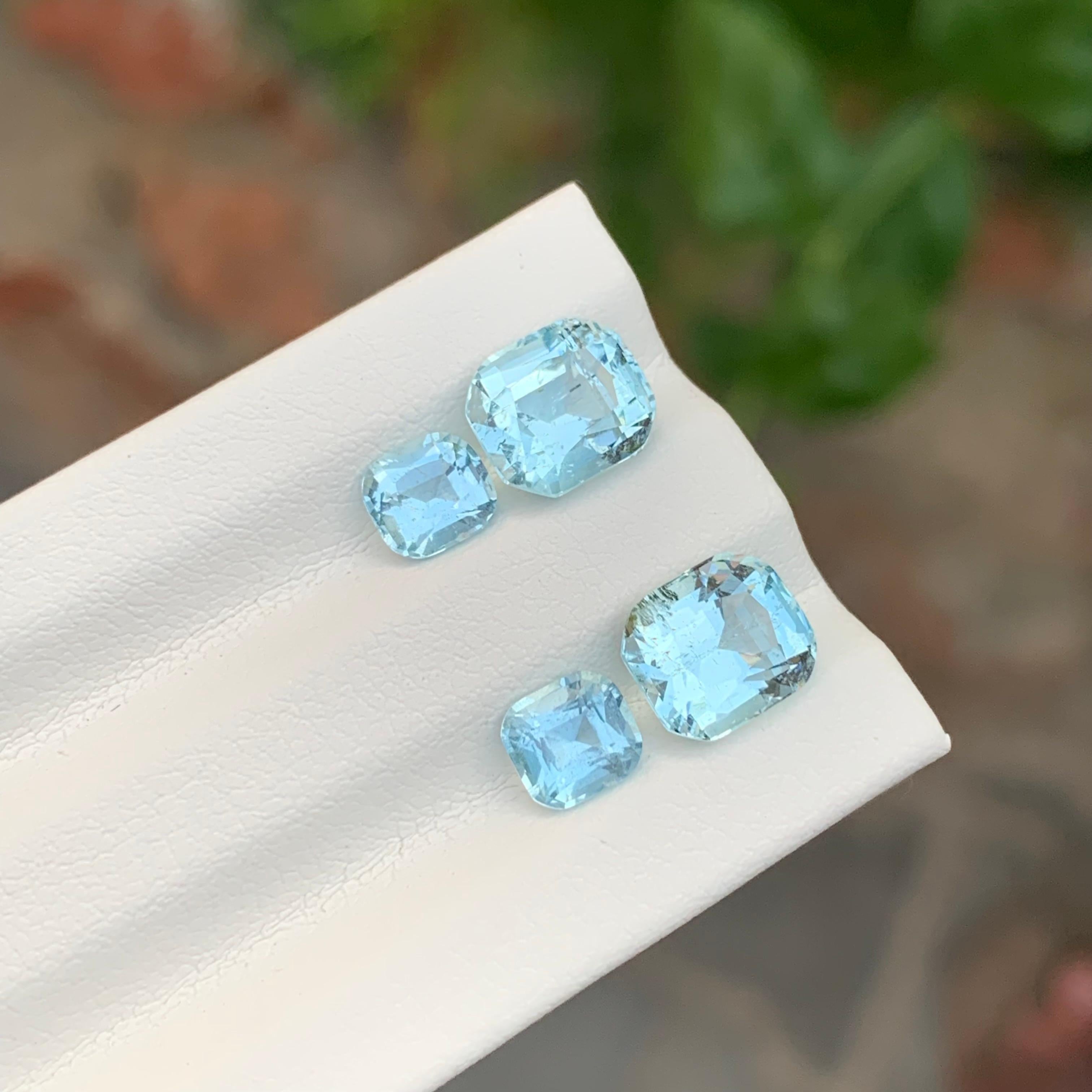 Women's or Men's 4.75 Carat Natural Loose Untreated Aquamarine Two Set For Jewellery Making For Sale
