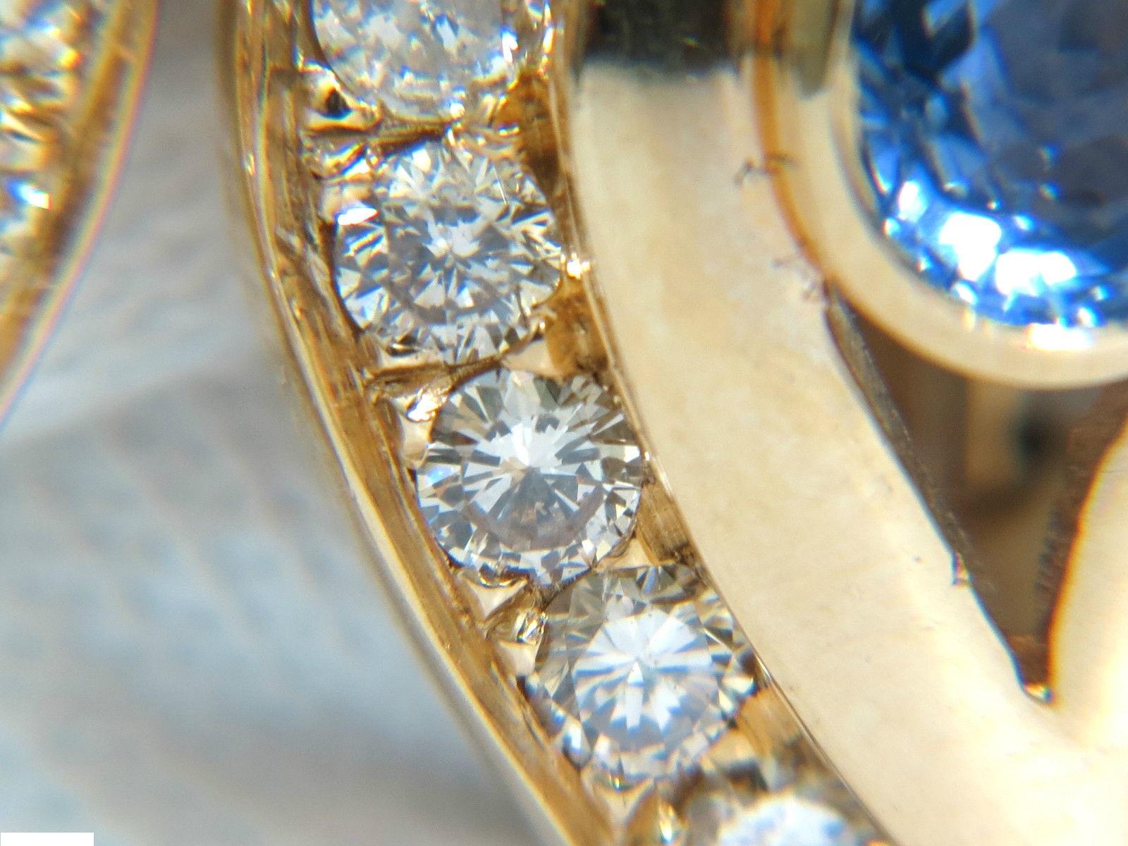4.75 Carat Natural Sapphire Diamond Earrings Omega Clip 14 Karat Cornflower 3