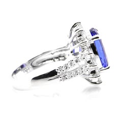 4.75 Carat Natural Tanzanite and Diamond Cocktail Ring Set in Platinum