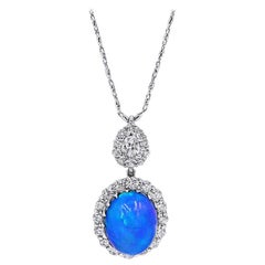 4.75 Carat Opal and 1.04 Carat Spectacular Diamond Pendant
