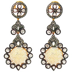 Boucles d'oreilles en perles et diamants de 4,75 carats