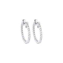 4.75 Carat Total in and Out Diamond Hoop Earrings in 14 Karat White Gold