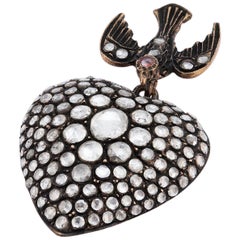 4.75 Carat White Rose Cut Diamond Heart Pendant