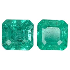 4.75 carats Green Emerald Pair Asscher Cut Natural Zambian Gemstone