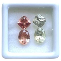 4.75 Carats Mix Matched Tourmaline Pair, Green and Peach Pink Tourmaline Gems
