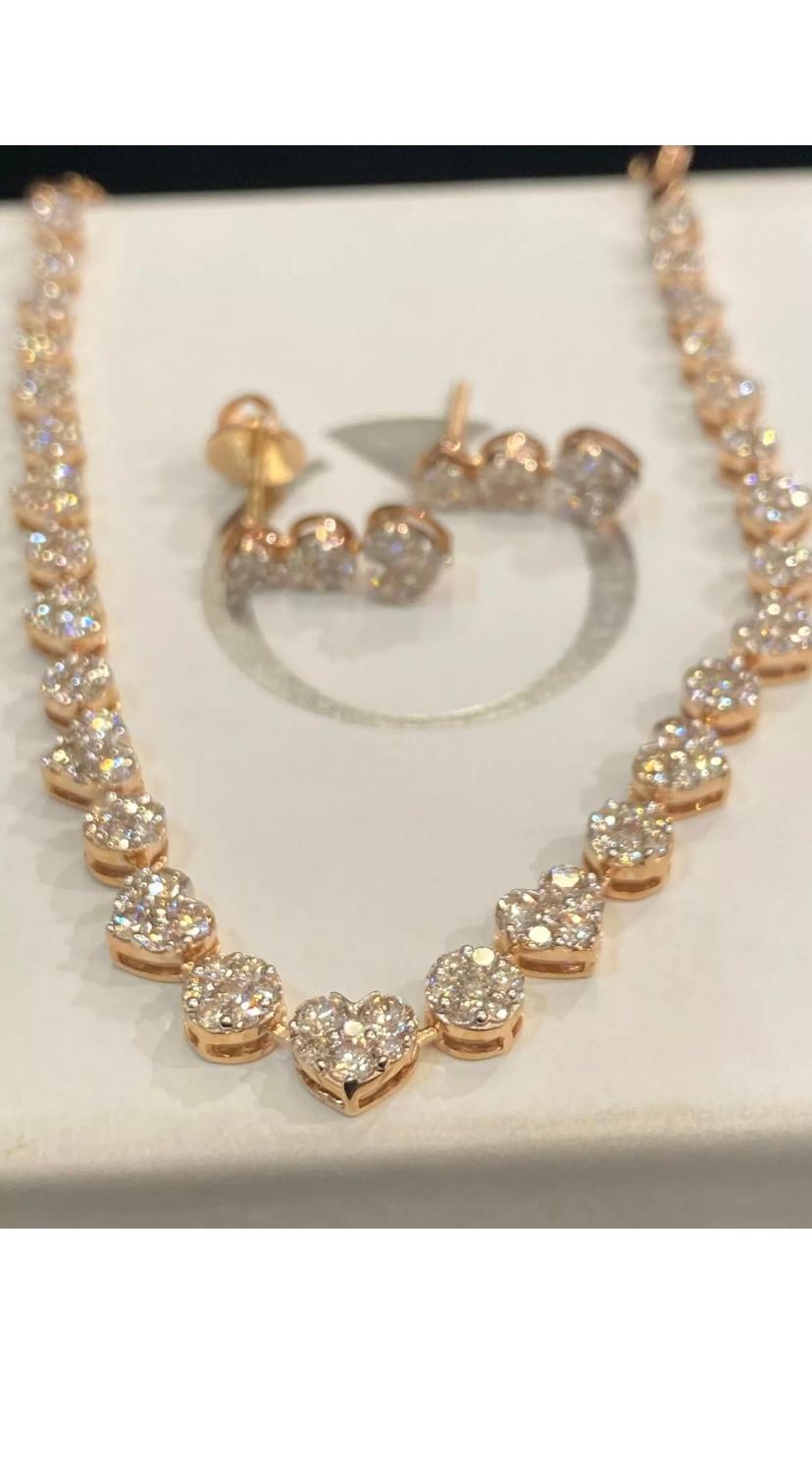 4,75 Quilates Diamantes Naturales Oro Rosado Parure Corte redondo en venta