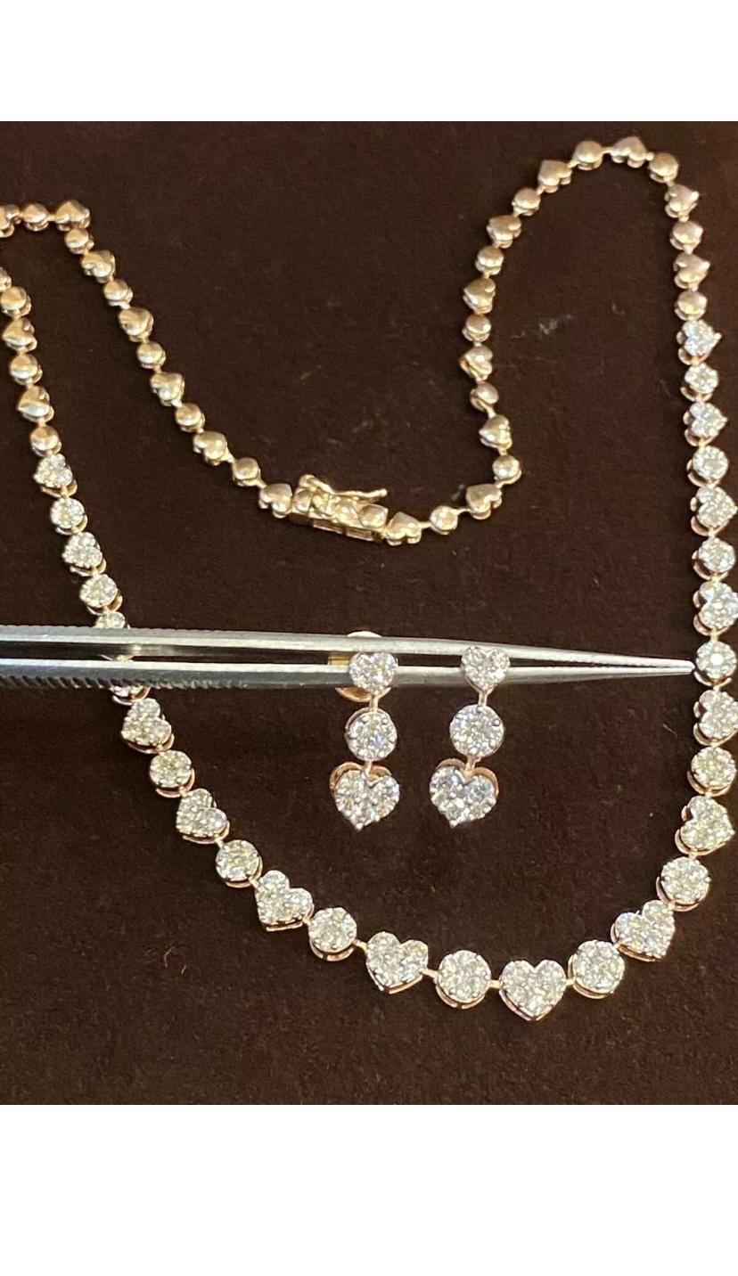Femenino o masculino 4,75 Quilates Diamantes Naturales Oro Rosado Parure en venta