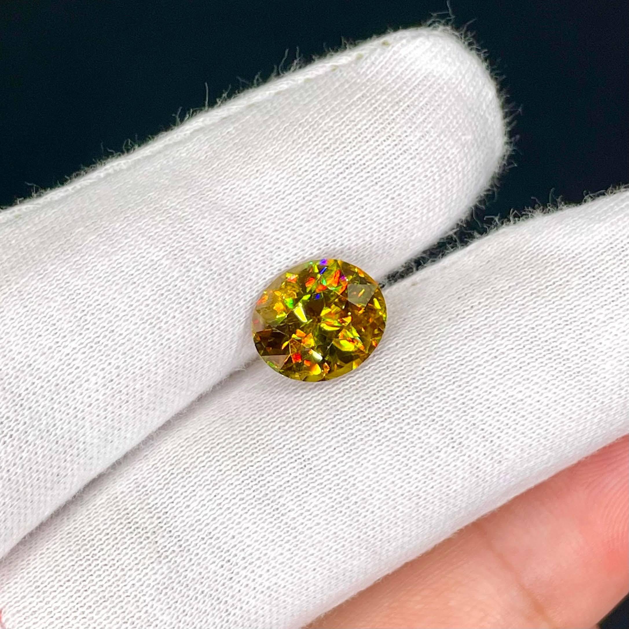 Modern 4.75 Carats Natural Loose Sphene Stone Oval Shaped Madagascar's Gemstone