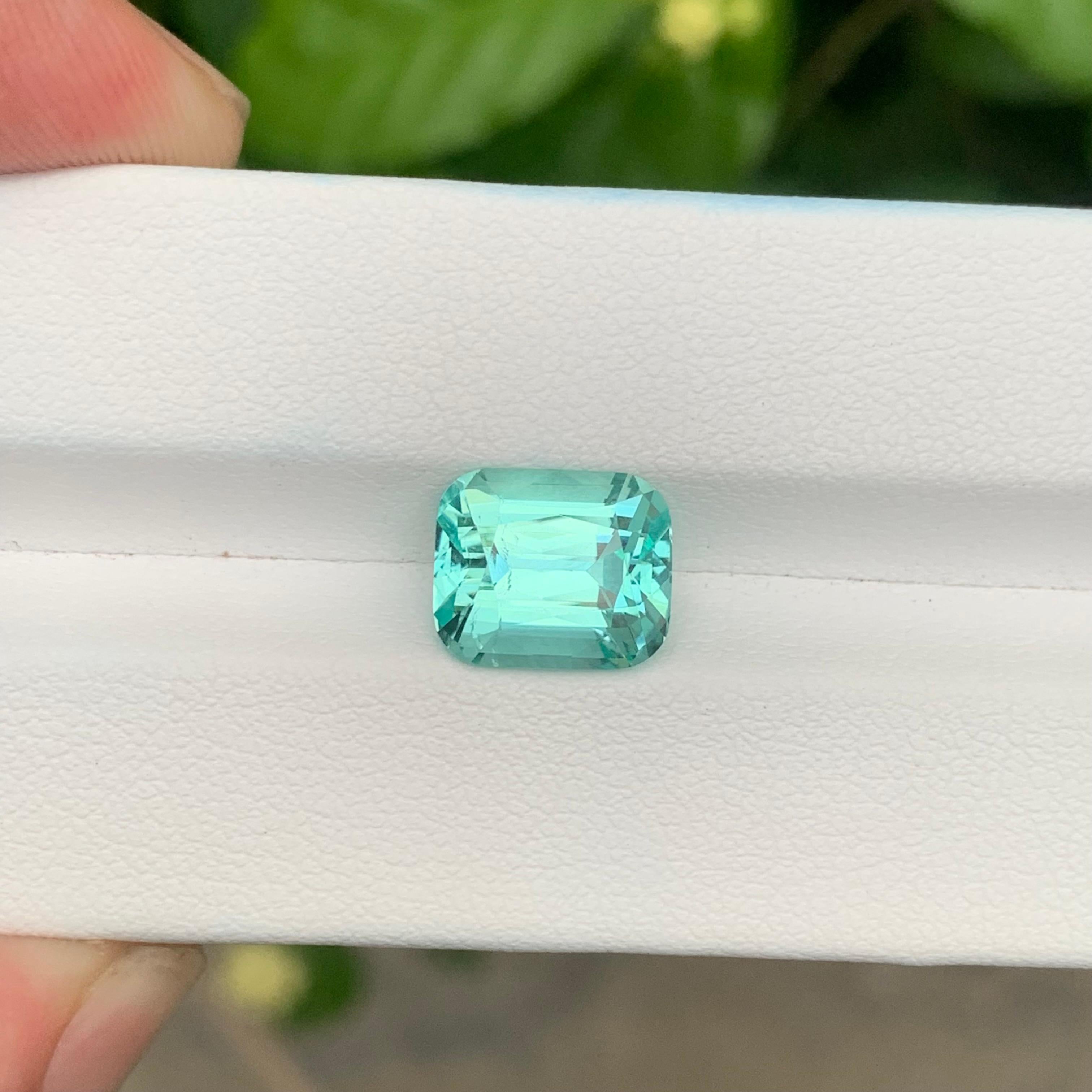 Cushion Cut 4.75 Carats Untreated Natural Seafoam Blue Tourmaline Cushion Shape For Sale