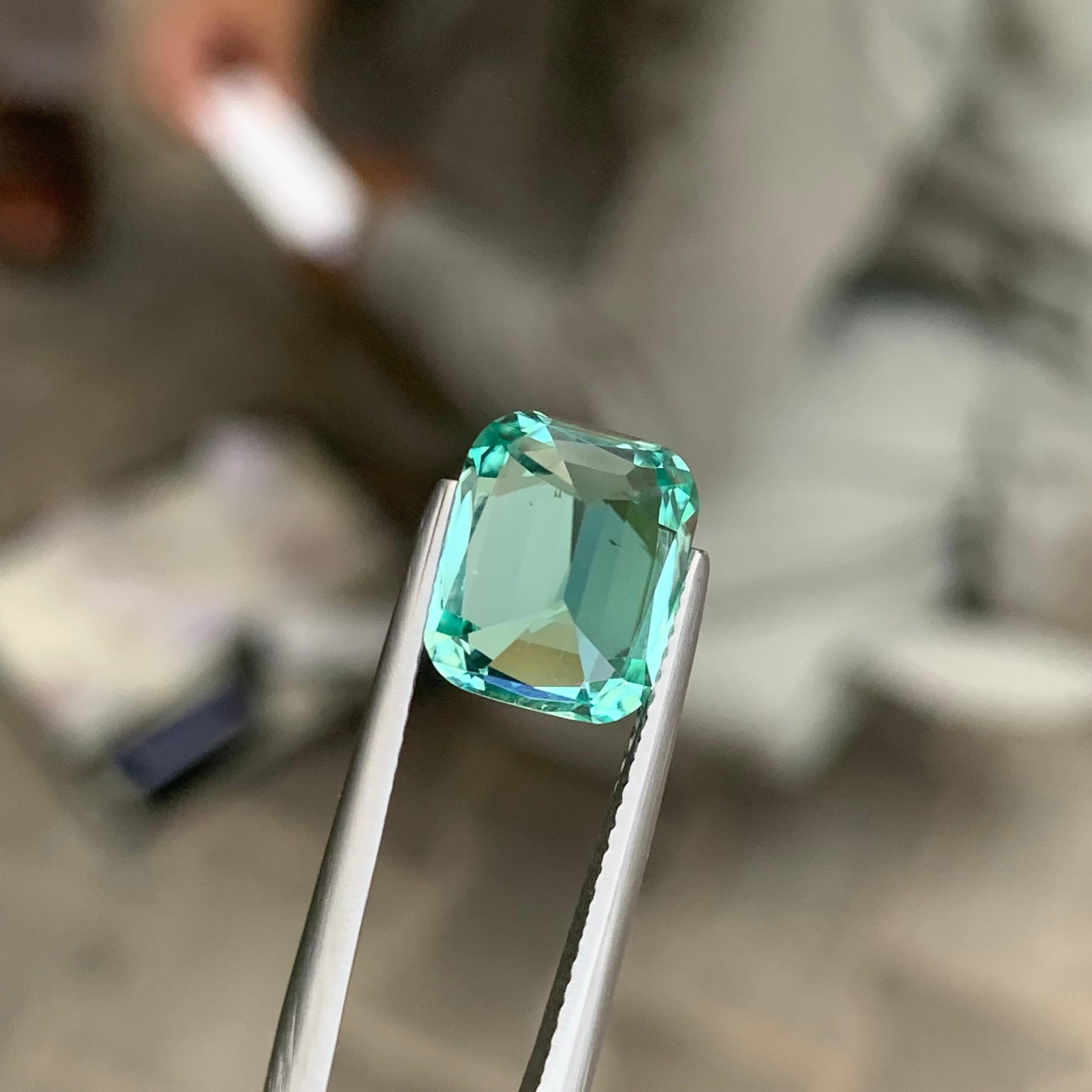4.75 Carats Untreated Natural Seafoam Blue Tourmaline Cushion Shape For Sale 2