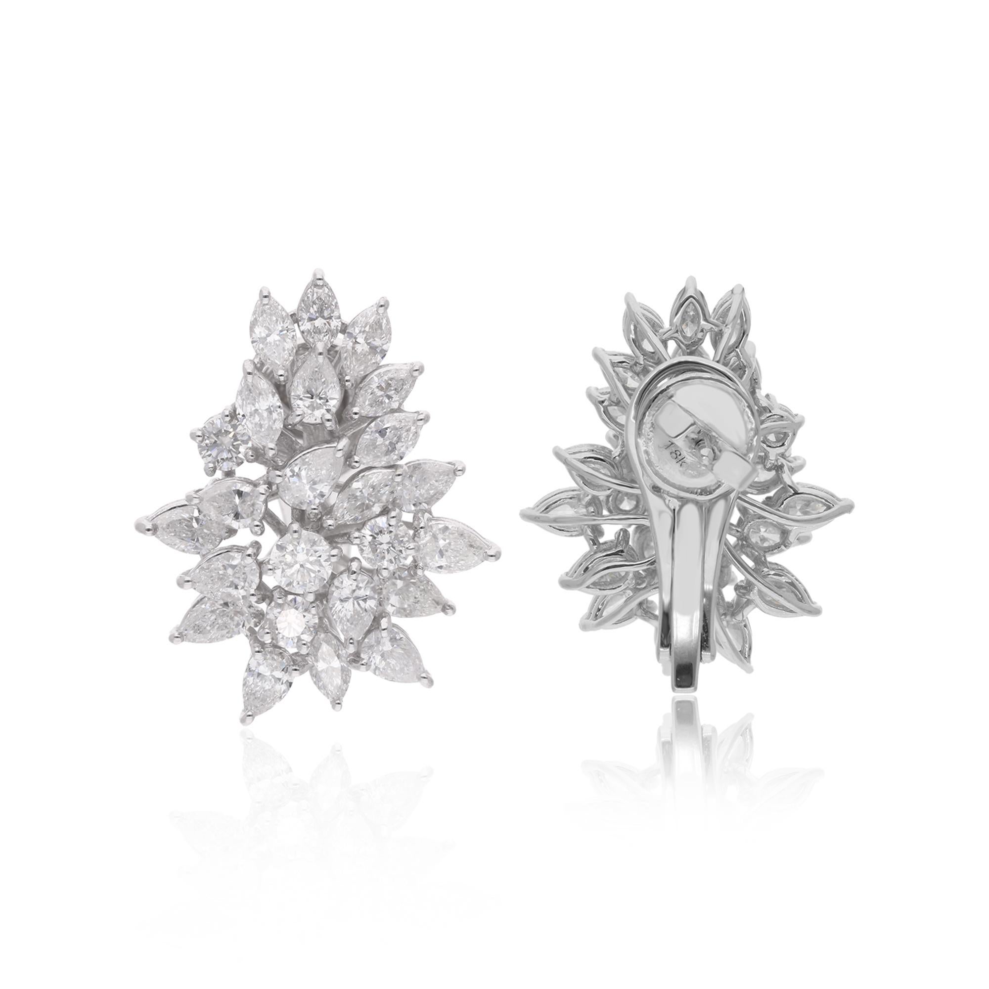 Moderno 4,75 carati di diamanti naturali SI/H Orecchini a grappolo in oro bianco 18 carati Gioielleria in vendita