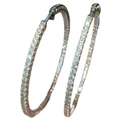 4.75 Cts Round Brilliant F/VS1 Inside-Out Diamonds Hoop Earrings 18K White Gold