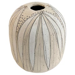  475-G Hand Crafted Stoneware Budding Vase With Gold Detail by Helen Prior