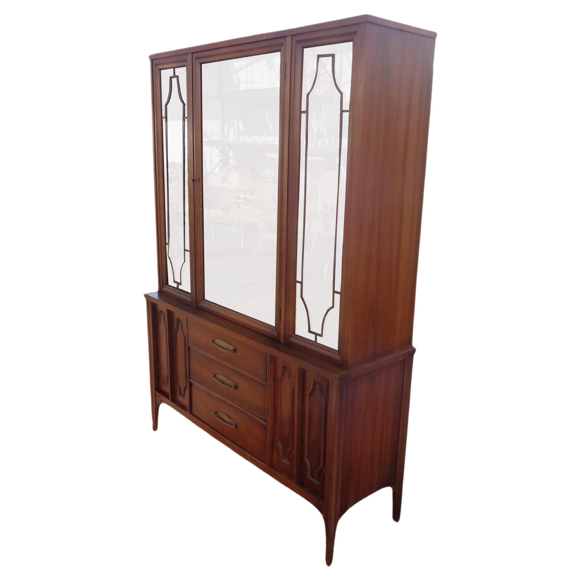 Mid-Century Walnut China Cabinet For Sale