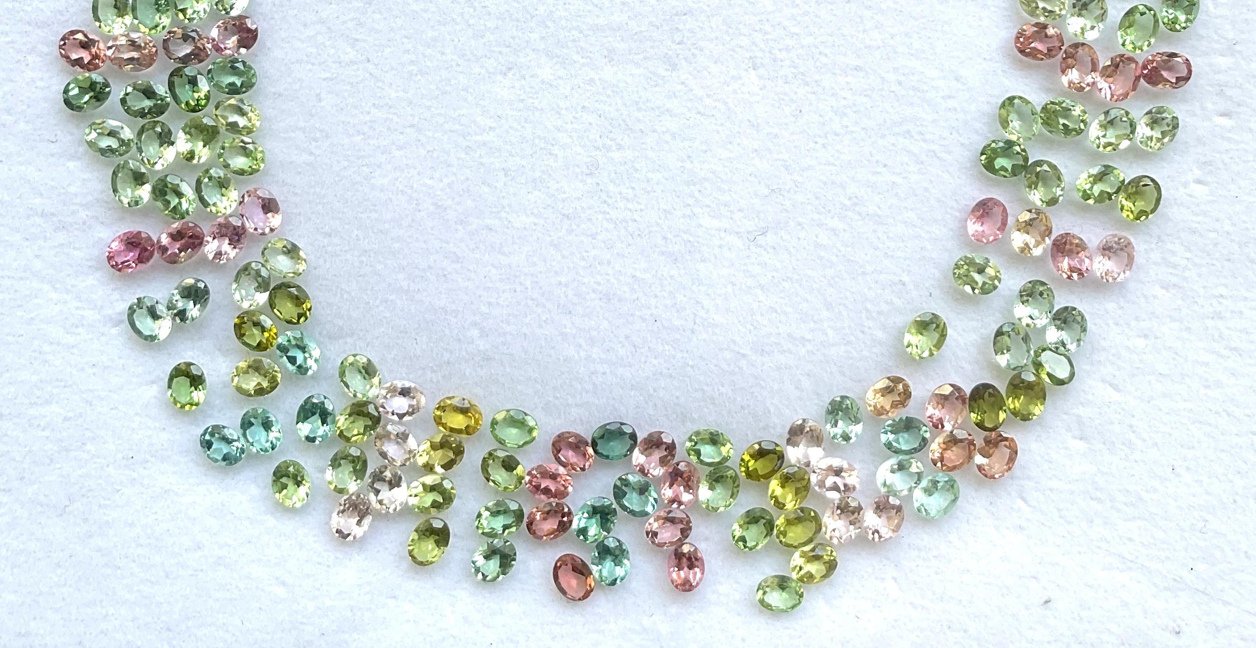 Taille ovale Suite de tourmalines naturelles taille ovale à facettes de 47,55 carats 5x7 MM en vente