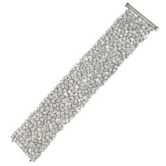 47.58 Carat Mixed Cut White Diamond White Gold Bracelet