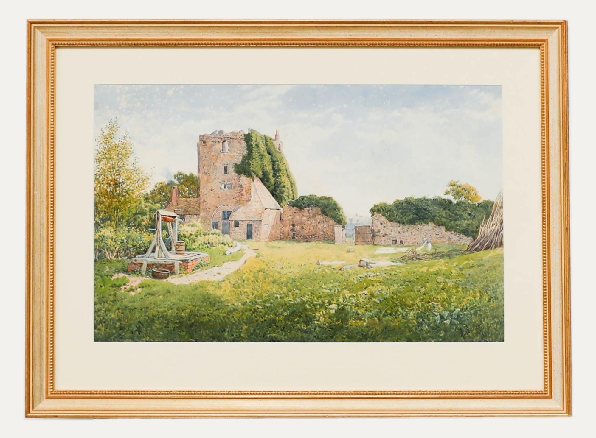 Arthur Suker (1857-1902) - Aquarelle de la fin du XIXe siècle, Terrains de ruines