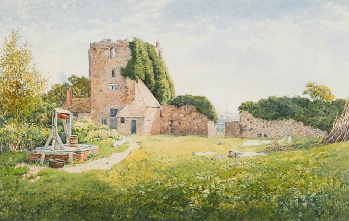 Arthur Suker (1857-1902) - Late 19th Century Watercolour, Grounds of Ruins - Beige Landscape Art by Unknown