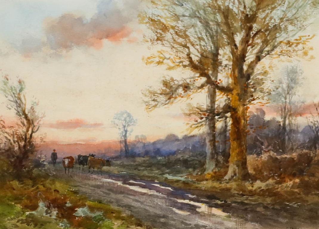 Fred Pearson- Early 20th Century Watercolour, Drover & Cattle on a Country Path - Art by Unknown