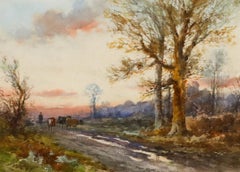 Fred Pearson- Early 20th Century Watercolour, Drover & Cattle on a Country Path