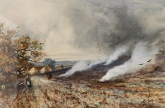 J. Laurence Hart - Framed Late 19th Century Watercolour, Stubble Burning