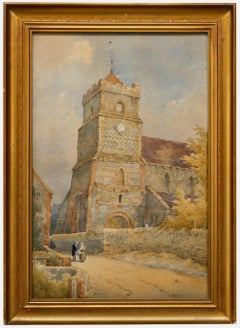 Antique George de Paris (1829-1911) - Framed Watercolour, A Sussex Church