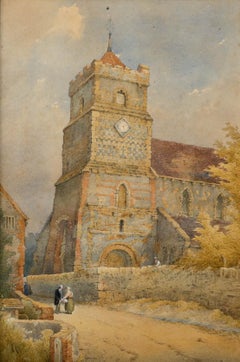 George de Paris (1829-1911) - Framed Watercolour, A Sussex Church