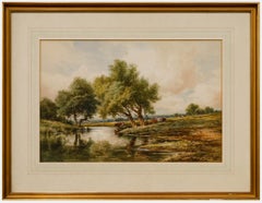 Henry H. Parker  - Aquarelle du début du 20e siècle, Rivière à Elstead
