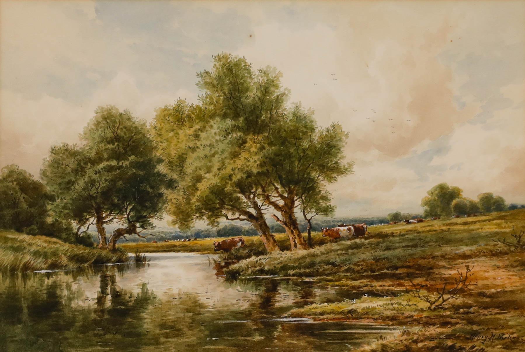 Henry H. Parker  - Early 20th Century Watercolour, River at Elstead For Sale 1