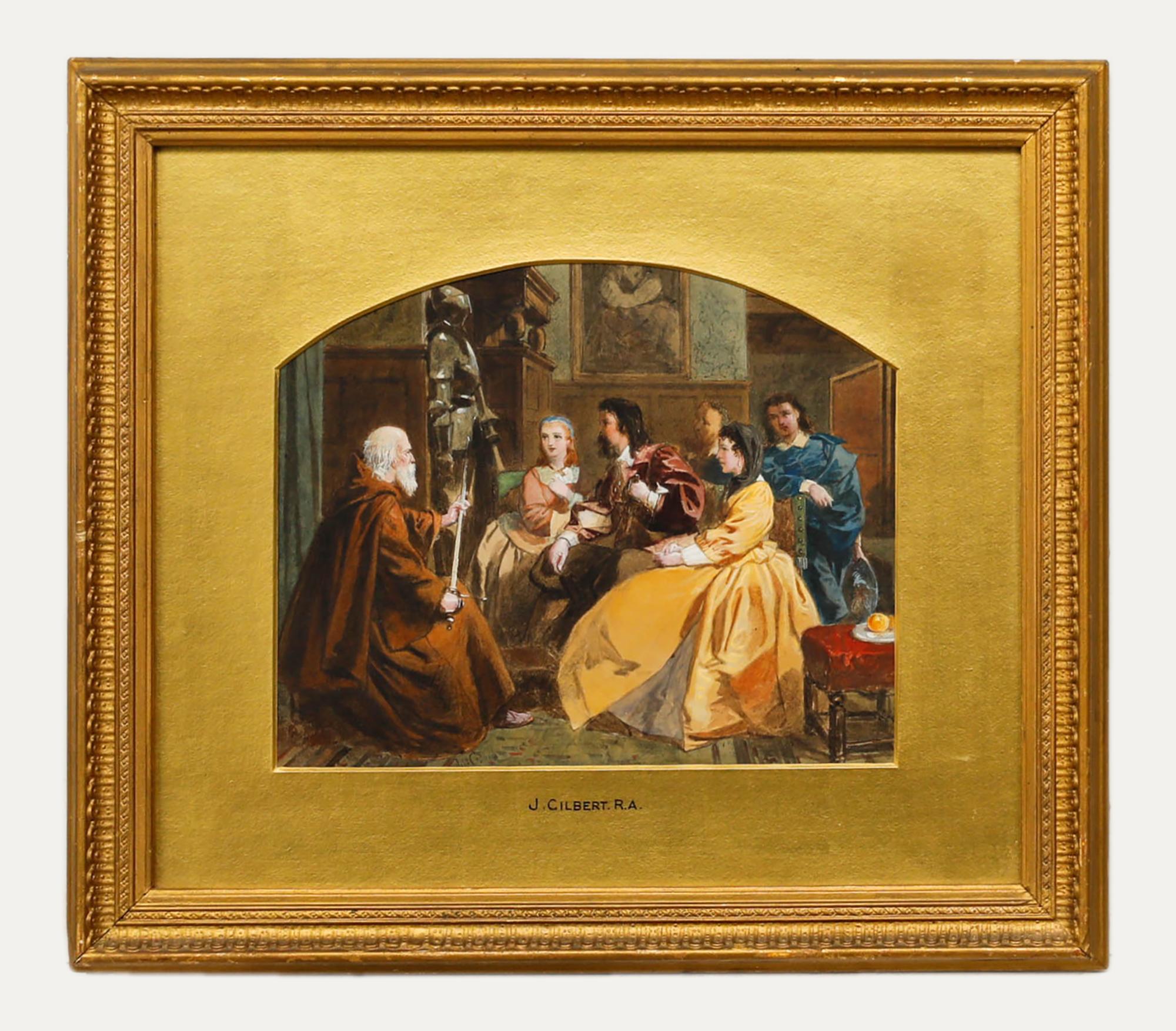 John Gilbert (1817-1897) - Aquarelle du XIXe siècle, Le Maître et ses disciples