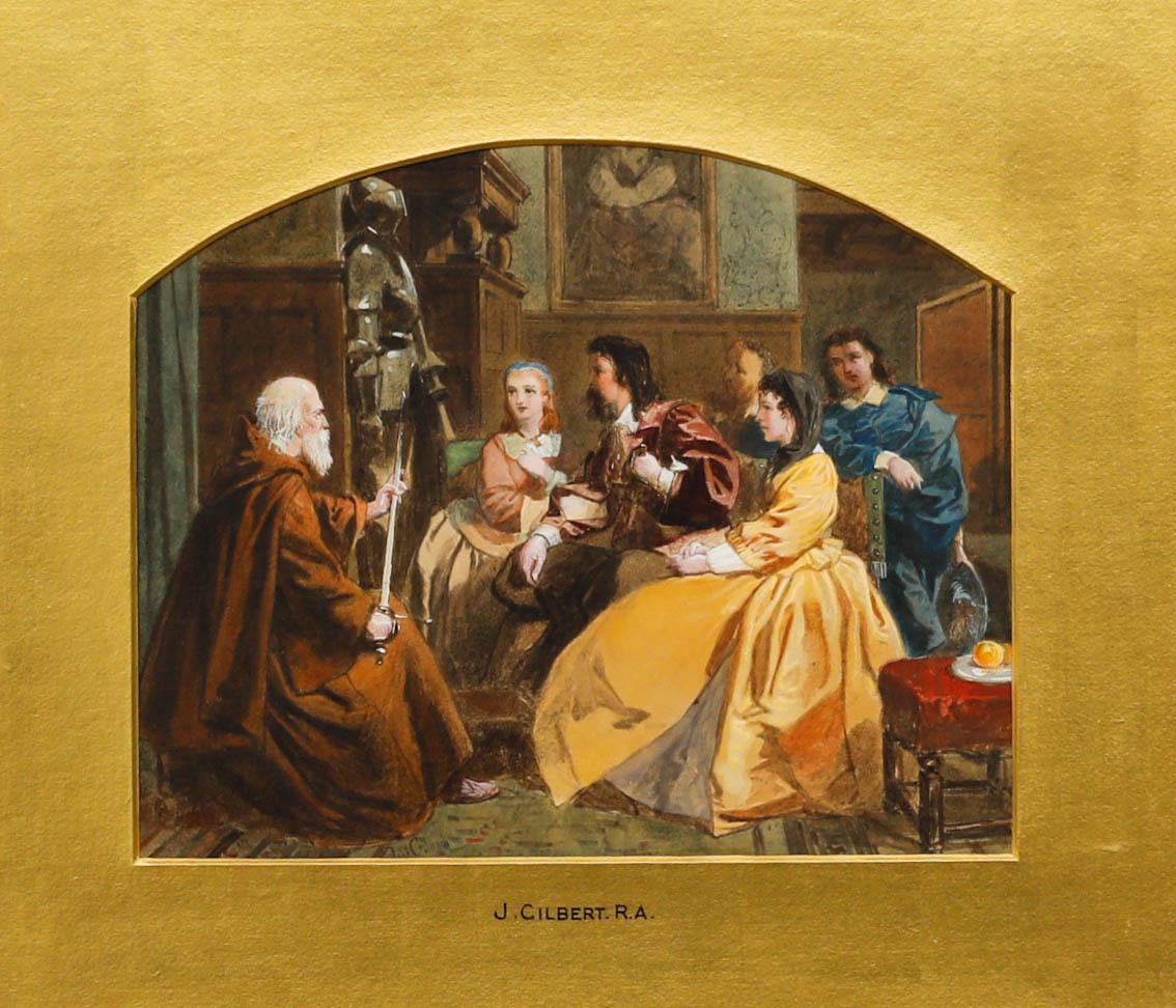 John Gilbert (1817-1897) - Aquarelle du XIXe siècle, Le Maître et ses disciples - Art de Unknown