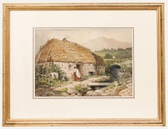 Henry Edrington Hobson (1820-1881) - Belle aquarelle de 1859, The Crofters Cottage