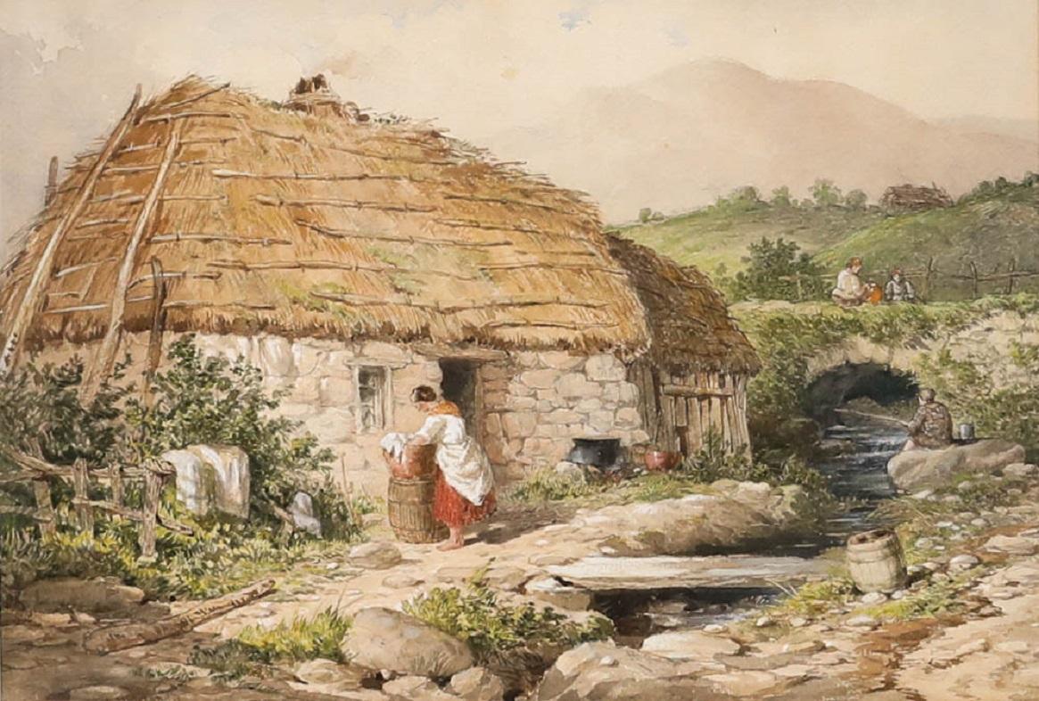 Henry Edrington Hobson (1820-1881) - Bell'acquerello del 1859, The Crofters Cottage in vendita 1
