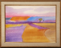 Paisaje Arco Iris, acuarela impresionista sobre papel de Emile Rampelberg
