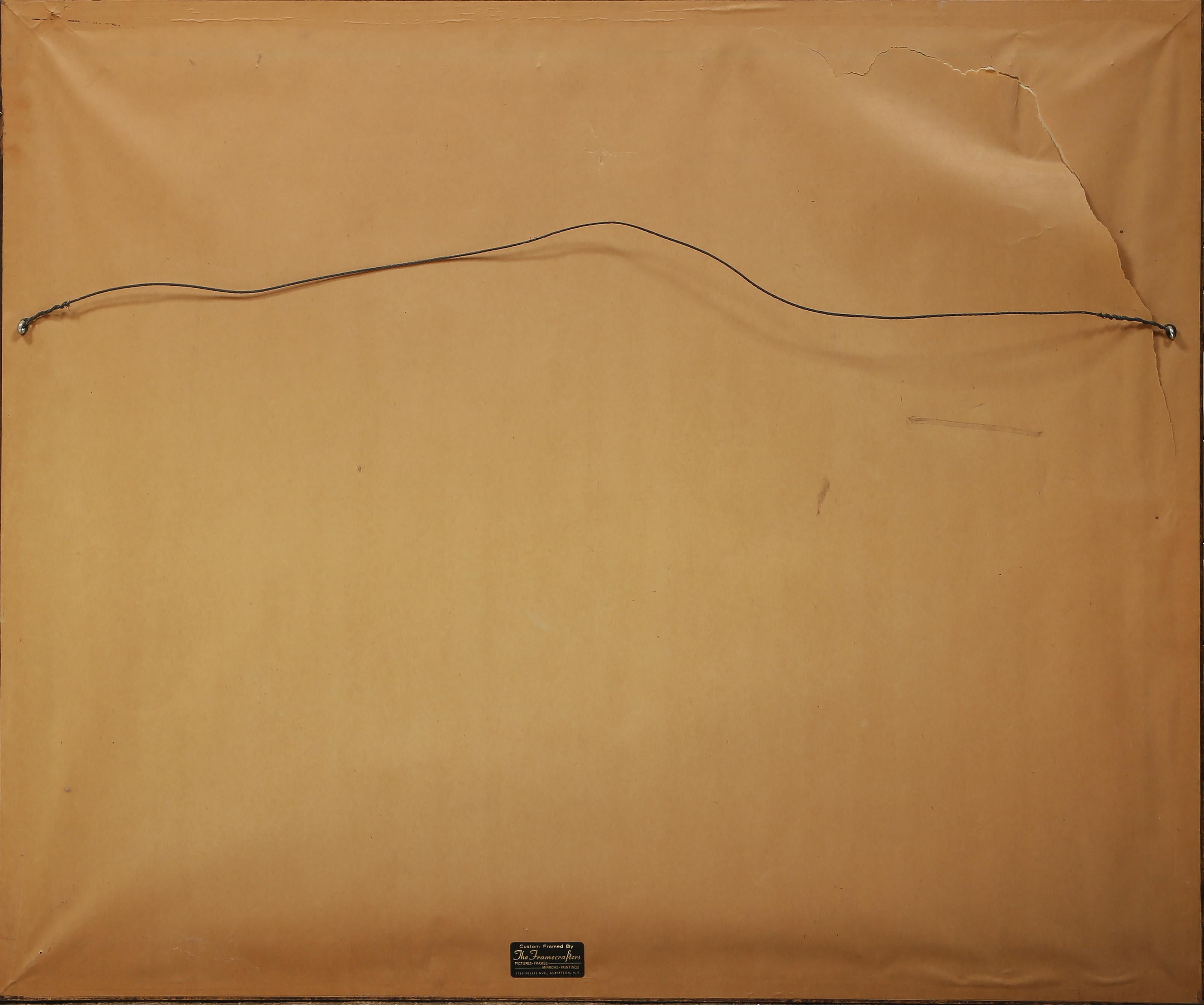 Gondole attraccate, acquerello impressionista su carta di Emile Rampelberg - Landscape Art Beige di Emile RAMPELBERG