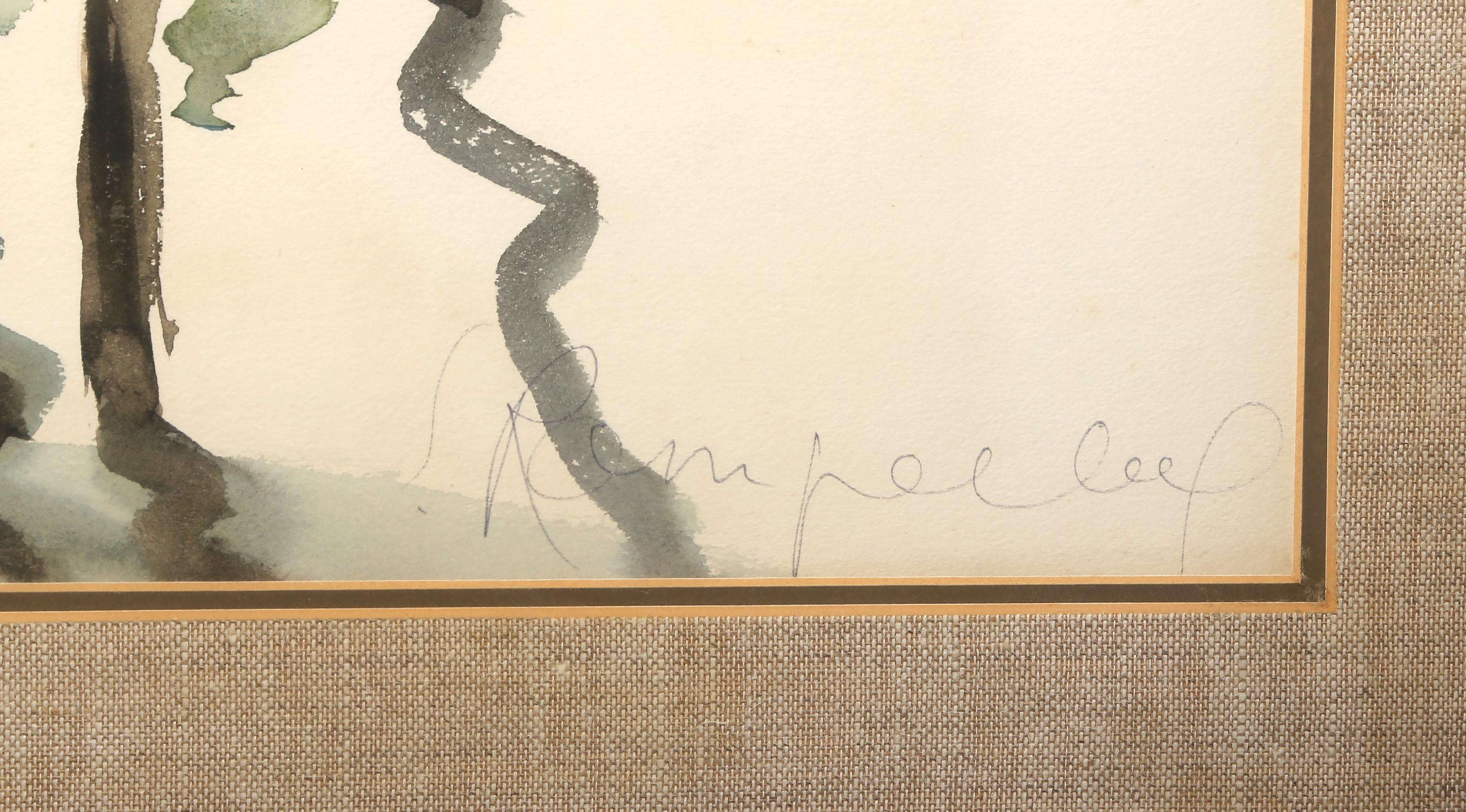 Gondole attraccate, acquerello impressionista su carta di Emile Rampelberg - Art Impressionismo di Emile RAMPELBERG