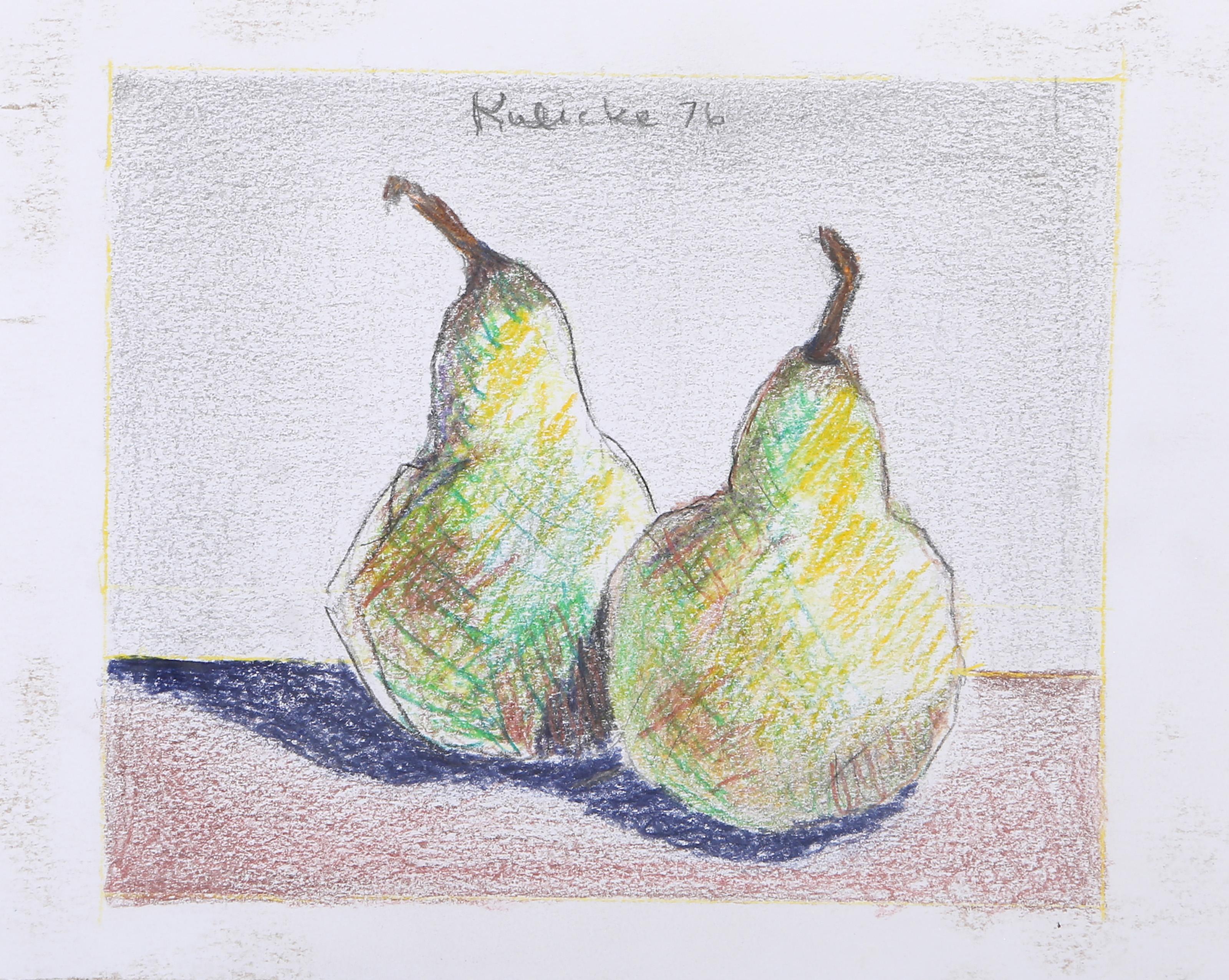 Zwei Birnen, Modern Color Bleistift auf Papier von Robert Kulicke im Angebot 1