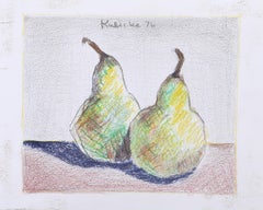 Due pere, matita colorata moderna su carta di Robert Kulicke