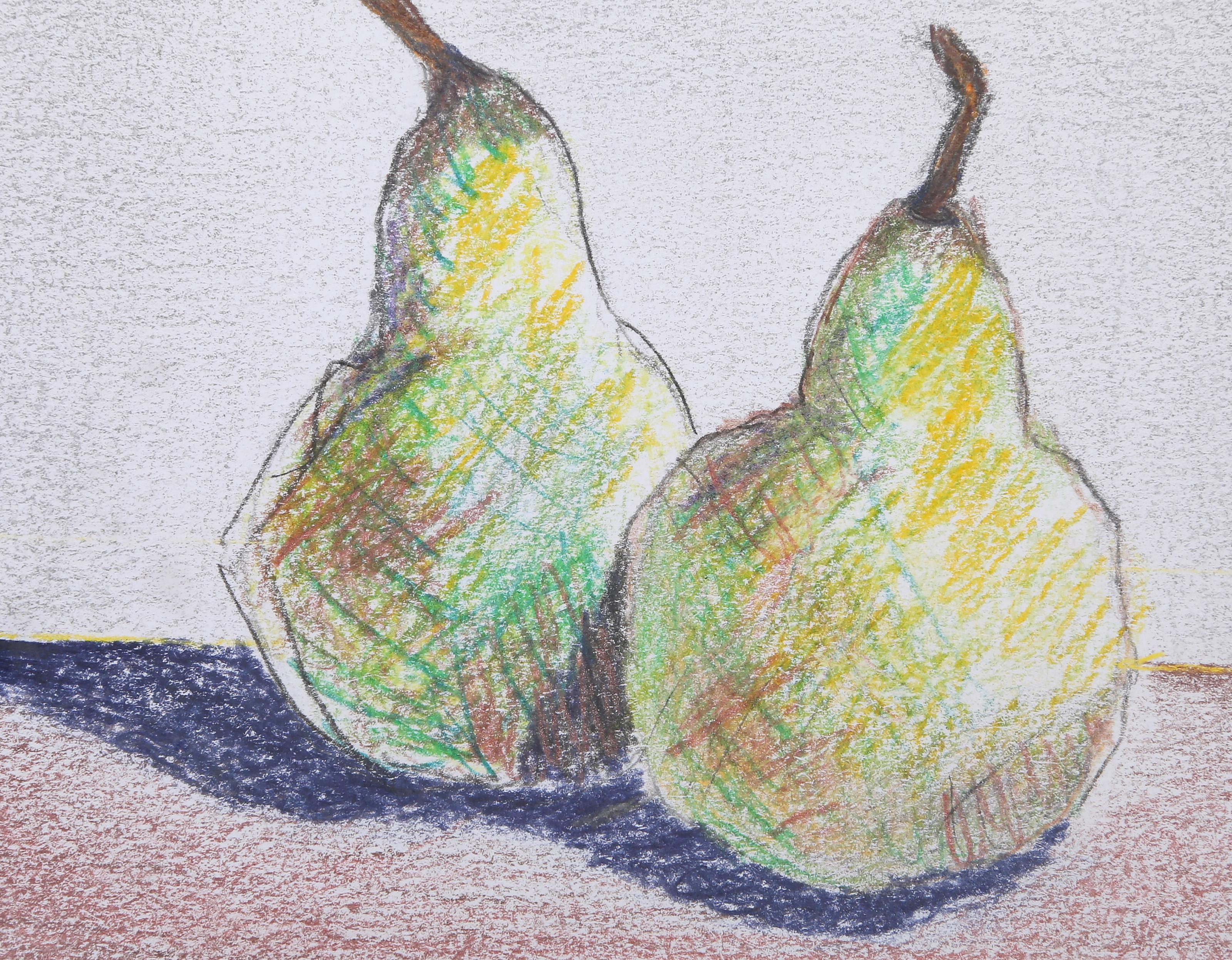 Zwei Birnen, Modern Color Bleistift auf Papier von Robert Kulicke im Angebot 2