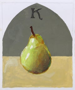 Birnenstillleben, modernes Gouache-Gemälde auf Papier von Robert Kulicke