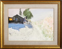 Granja, acuarela moderna sobre papel de Emile Rampelberg