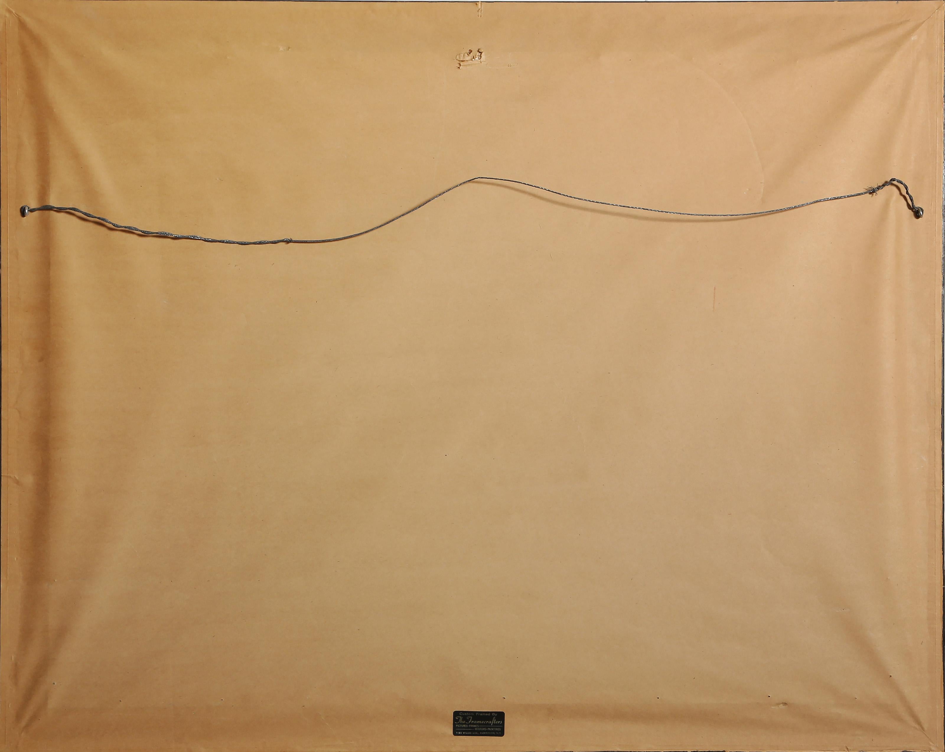 Fattoria, acquerello moderno su carta di Emile Rampelberg - Landscape Art Beige di Emile RAMPELBERG