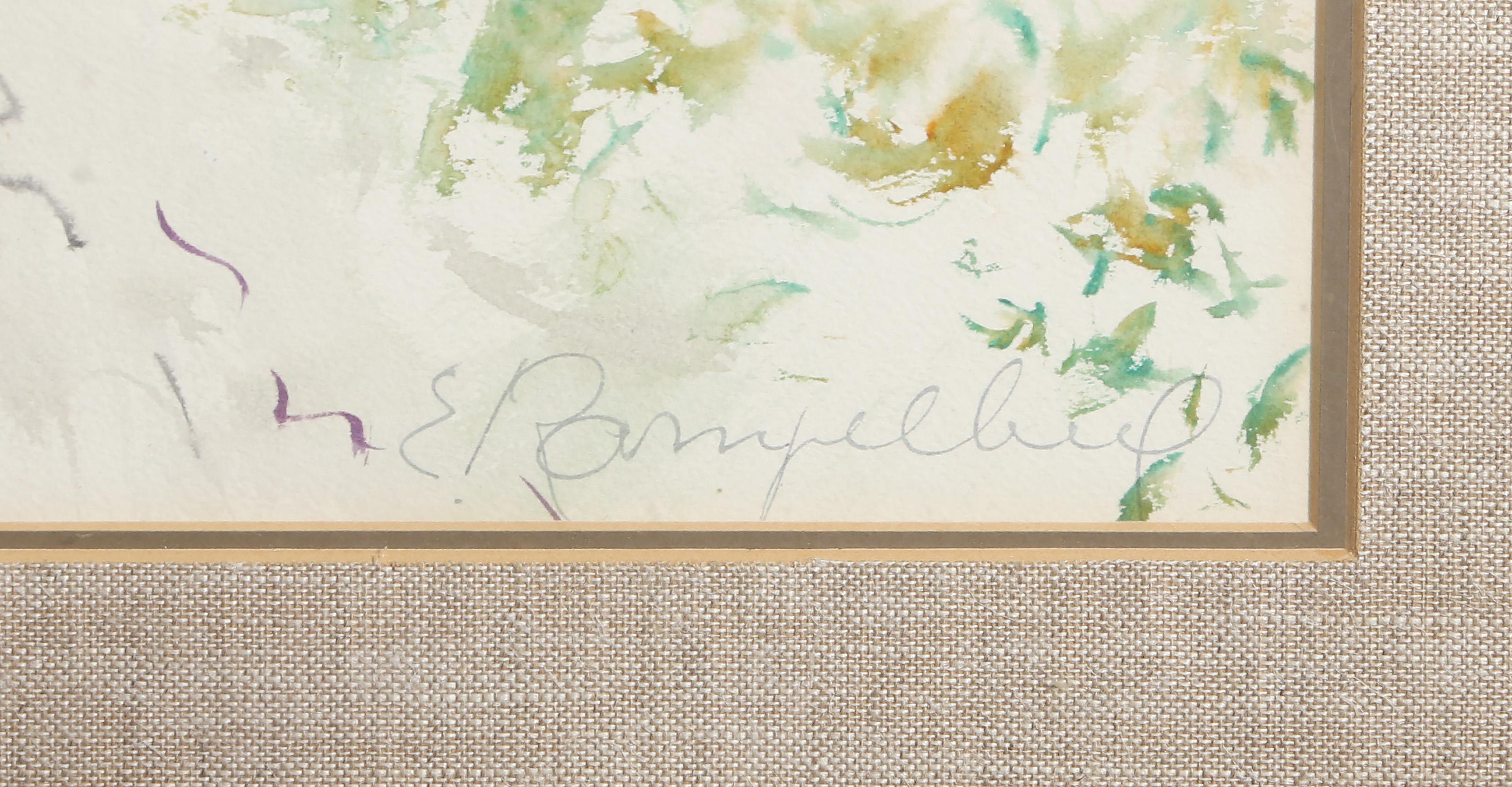 Fattoria, acquerello moderno su carta di Emile Rampelberg - Art di Emile RAMPELBERG