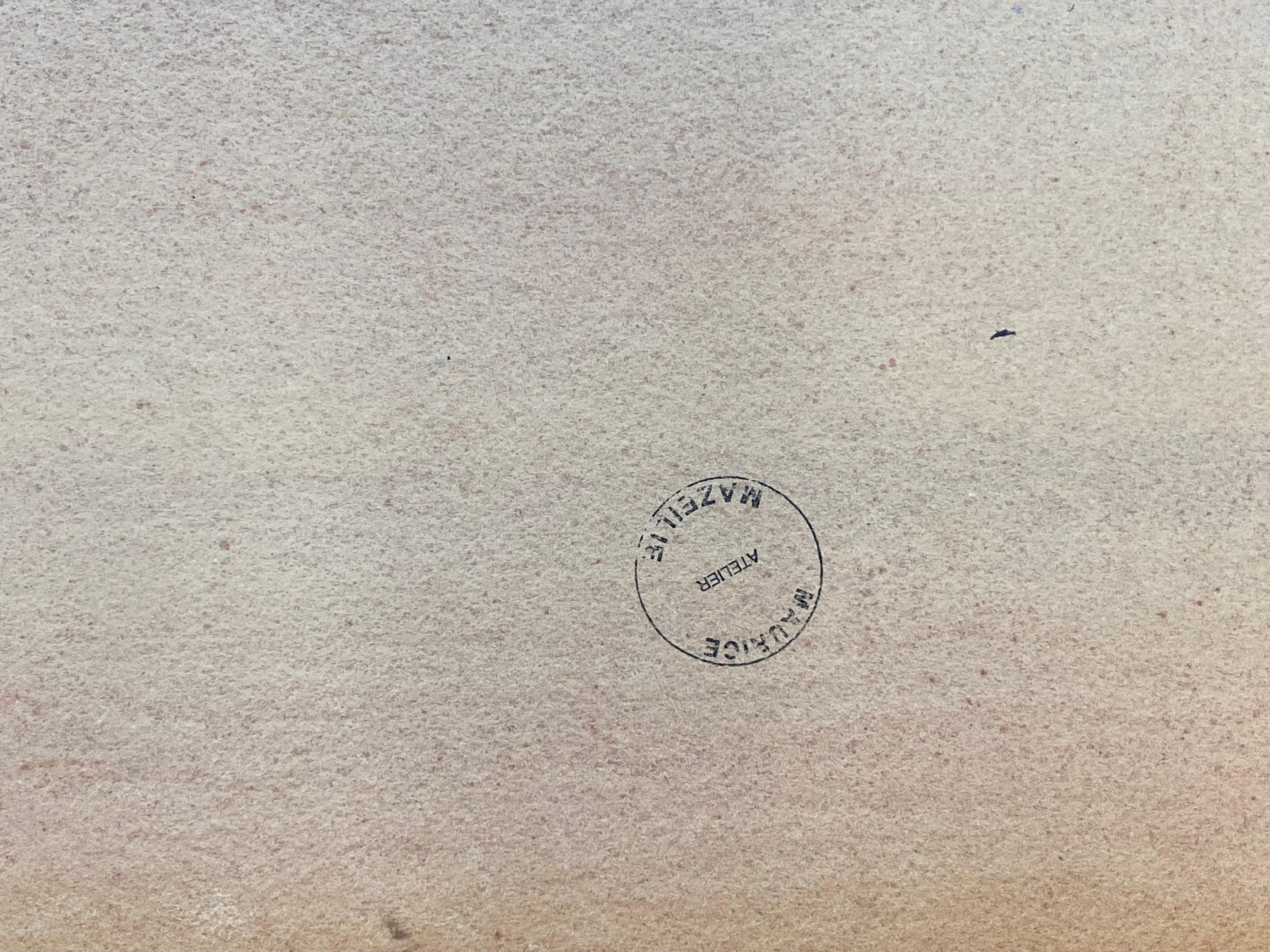 Maurice Mazeilie, acuarela impresionista francesa - Paisaje de playa en venta 1