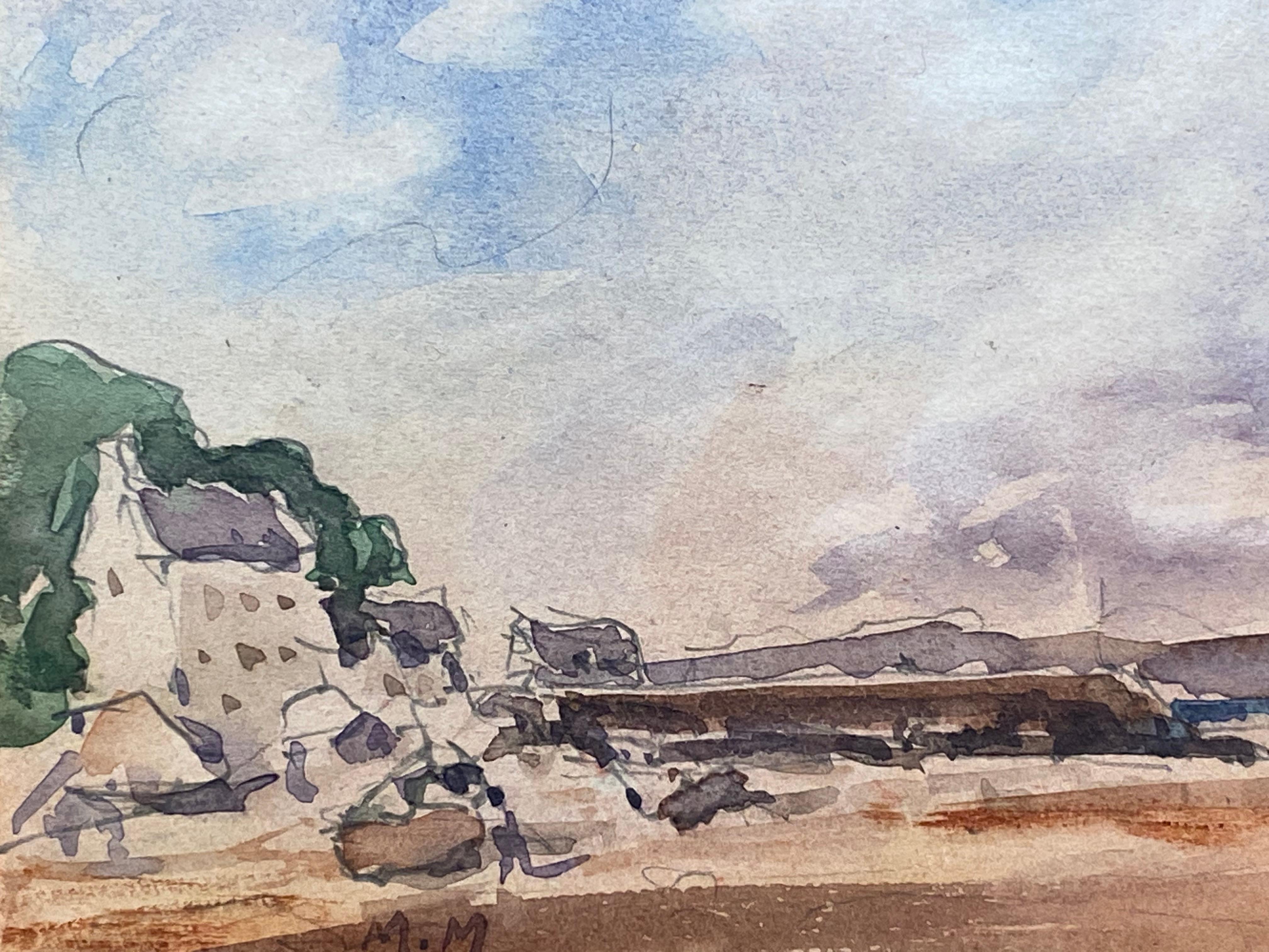 Maurice Mazeilie, acuarela impresionista francesa - Paisaje de playa - Art de Unknown